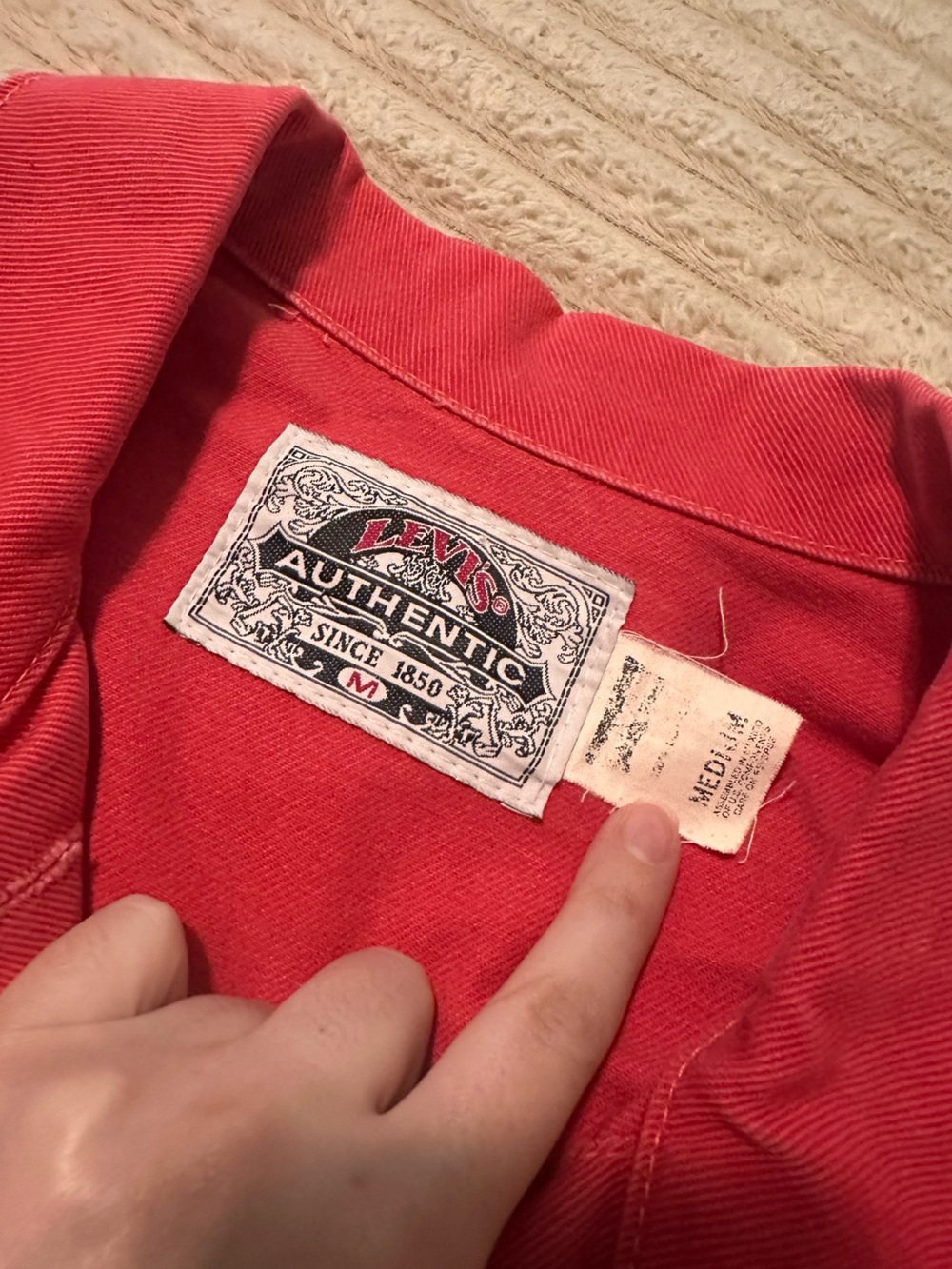 Vintage Levi's Coral-Red Denim Jacket - Picture 2 of 4